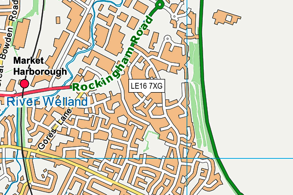LE16 7XG map - OS VectorMap District (Ordnance Survey)