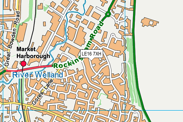 LE16 7XH map - OS VectorMap District (Ordnance Survey)