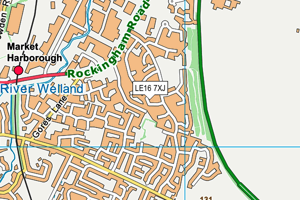 LE16 7XJ map - OS VectorMap District (Ordnance Survey)