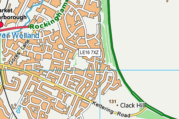 LE16 7XZ map - OS VectorMap District (Ordnance Survey)