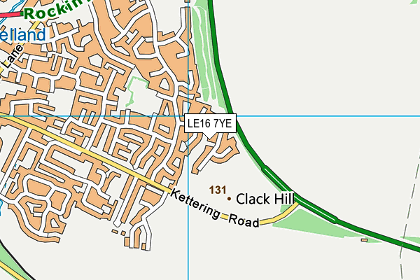 LE16 7YE map - OS VectorMap District (Ordnance Survey)