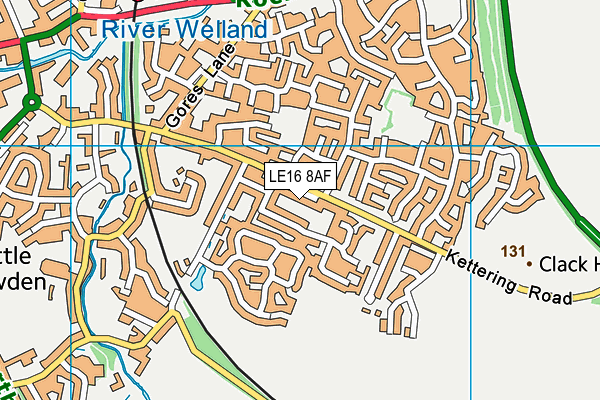 LE16 8AF map - OS VectorMap District (Ordnance Survey)