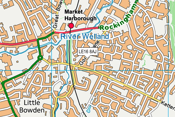 LE16 8AJ map - OS VectorMap District (Ordnance Survey)