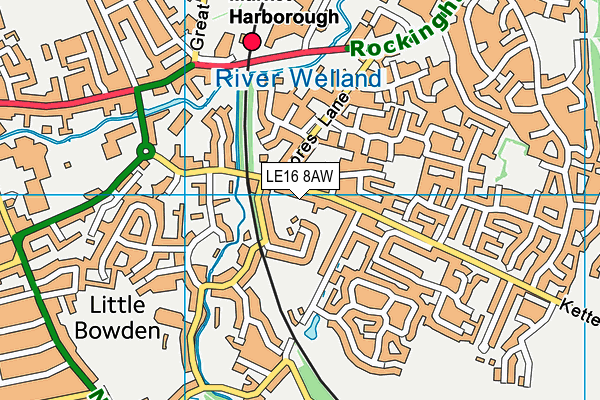 LE16 8AW map - OS VectorMap District (Ordnance Survey)