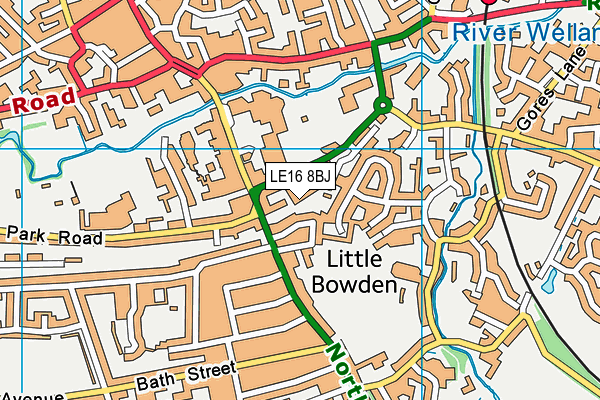 LE16 8BJ map - OS VectorMap District (Ordnance Survey)