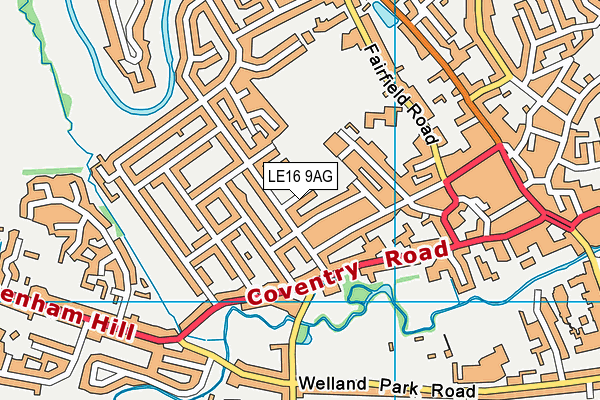 LE16 9AG map - OS VectorMap District (Ordnance Survey)