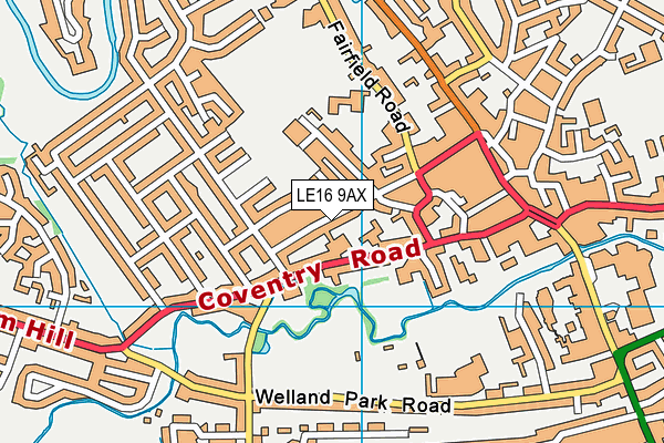 LE16 9AX map - OS VectorMap District (Ordnance Survey)