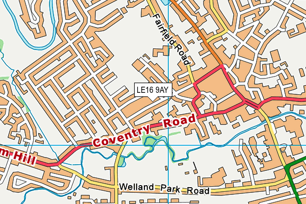 LE16 9AY map - OS VectorMap District (Ordnance Survey)