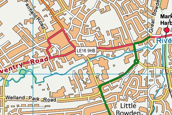 LE16 9HB map - OS VectorMap District (Ordnance Survey)