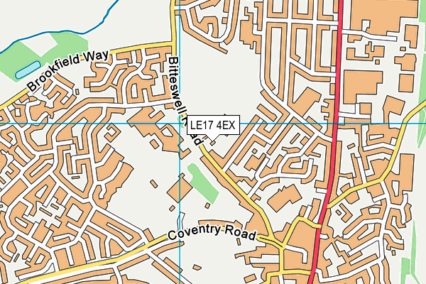 Lutterworth College (Bitteswell Road Playing Field) map (LE17 4EX) - OS VectorMap District (Ordnance Survey)