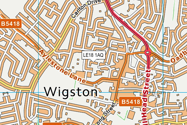 LE18 1AQ map - OS VectorMap District (Ordnance Survey)