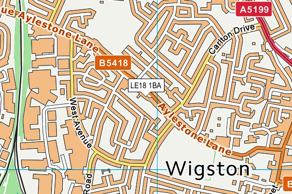 LE18 1BA map - OS VectorMap District (Ordnance Survey)
