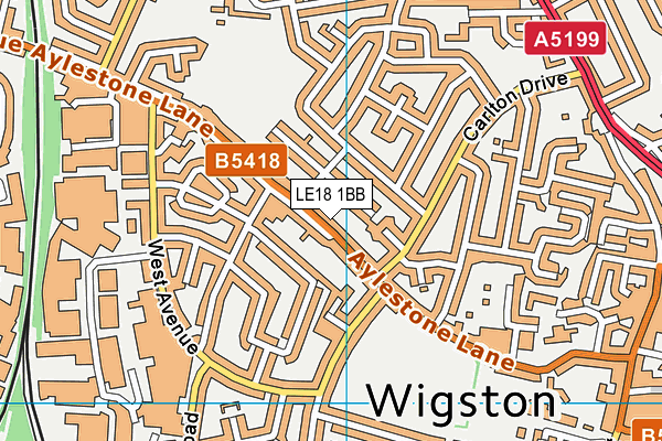 LE18 1BB map - OS VectorMap District (Ordnance Survey)