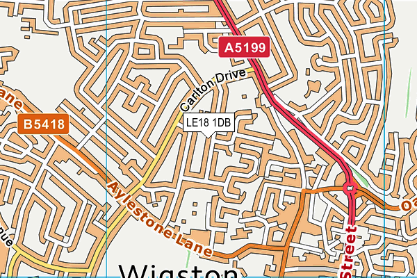 LE18 1DB map - OS VectorMap District (Ordnance Survey)