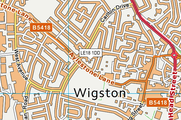 LE18 1DD map - OS VectorMap District (Ordnance Survey)
