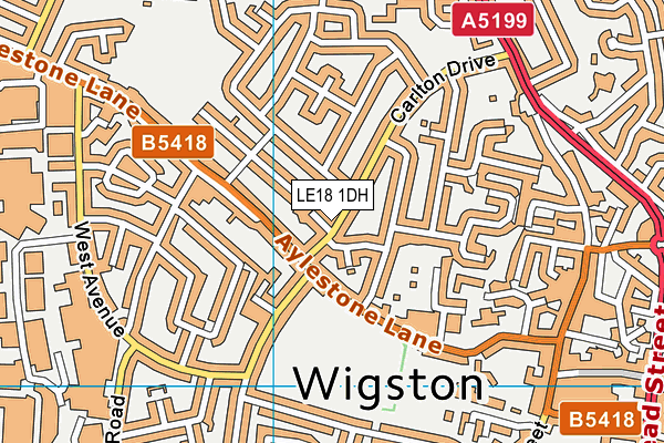 LE18 1DH map - OS VectorMap District (Ordnance Survey)