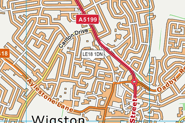 LE18 1DN map - OS VectorMap District (Ordnance Survey)