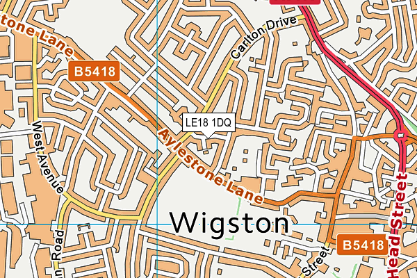 LE18 1DQ map - OS VectorMap District (Ordnance Survey)