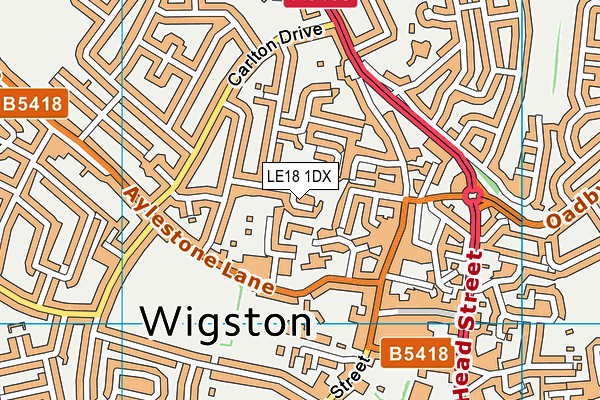 LE18 1DX map - OS VectorMap District (Ordnance Survey)