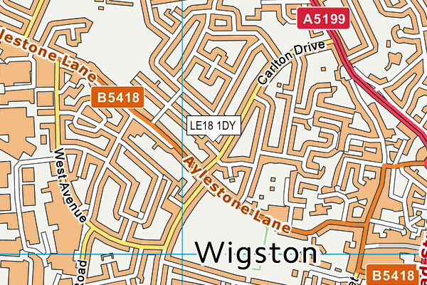 LE18 1DY map - OS VectorMap District (Ordnance Survey)