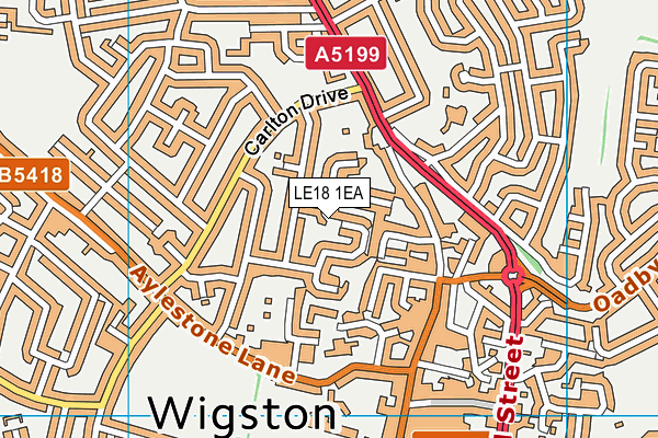 LE18 1EA map - OS VectorMap District (Ordnance Survey)