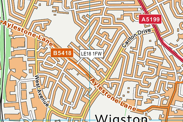 LE18 1FW map - OS VectorMap District (Ordnance Survey)