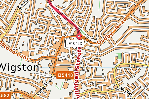 LE18 1LX map - OS VectorMap District (Ordnance Survey)