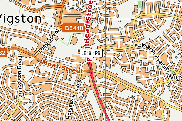 LE18 1PB map - OS VectorMap District (Ordnance Survey)