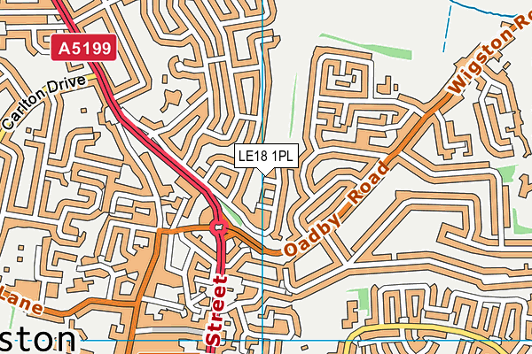 LE18 1PL map - OS VectorMap District (Ordnance Survey)