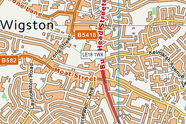 LE18 1WX map - OS VectorMap District (Ordnance Survey)