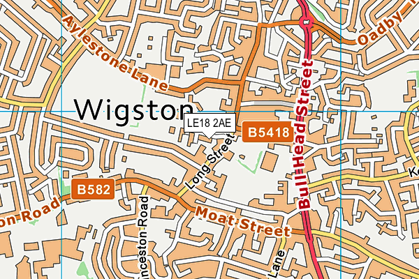 LE18 2AE map - OS VectorMap District (Ordnance Survey)