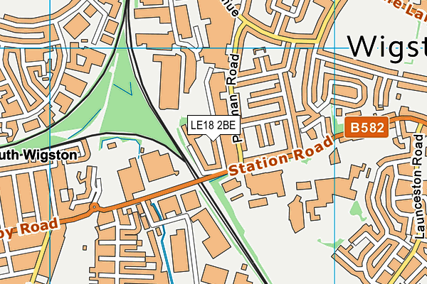 LE18 2BE map - OS VectorMap District (Ordnance Survey)