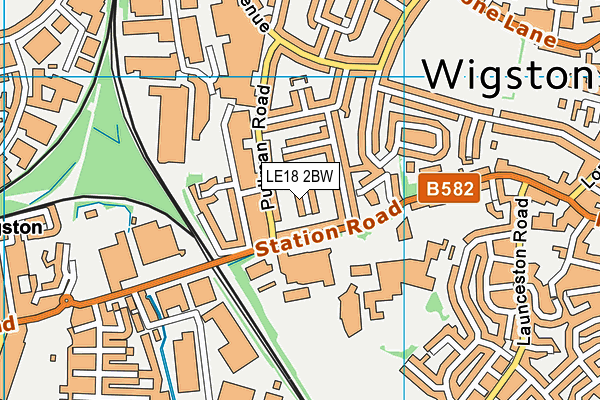 LE18 2BW map - OS VectorMap District (Ordnance Survey)