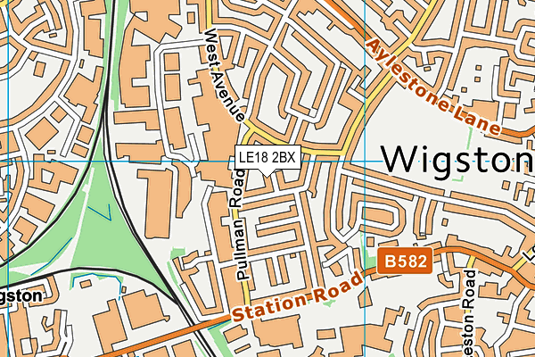 LE18 2BX map - OS VectorMap District (Ordnance Survey)