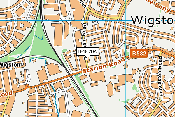 LE18 2DA map - OS VectorMap District (Ordnance Survey)