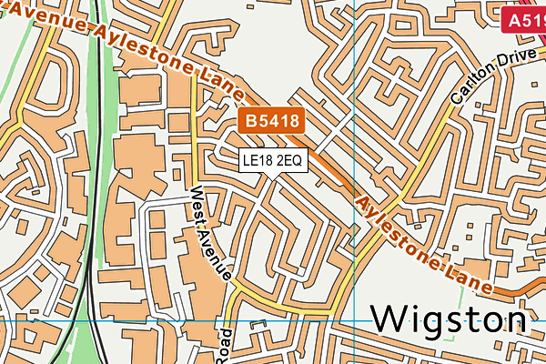LE18 2EQ map - OS VectorMap District (Ordnance Survey)