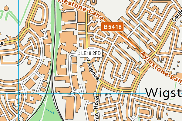LE18 2FD map - OS VectorMap District (Ordnance Survey)