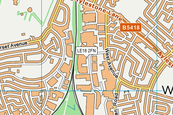 LE18 2FN map - OS VectorMap District (Ordnance Survey)