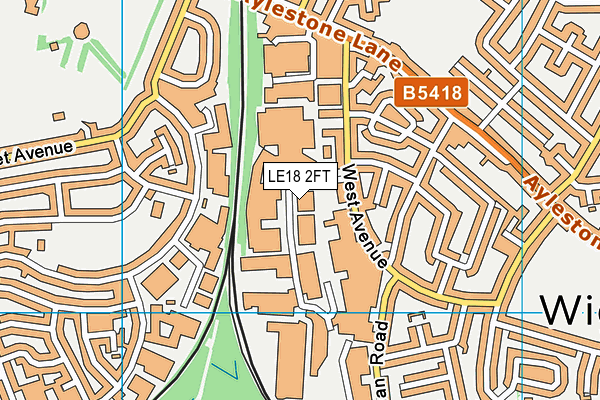 LE18 2FT map - OS VectorMap District (Ordnance Survey)