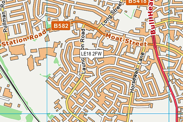 LE18 2FW map - OS VectorMap District (Ordnance Survey)