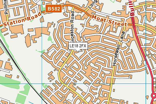 LE18 2FX map - OS VectorMap District (Ordnance Survey)