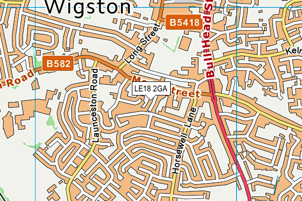 LE18 2GA map - OS VectorMap District (Ordnance Survey)