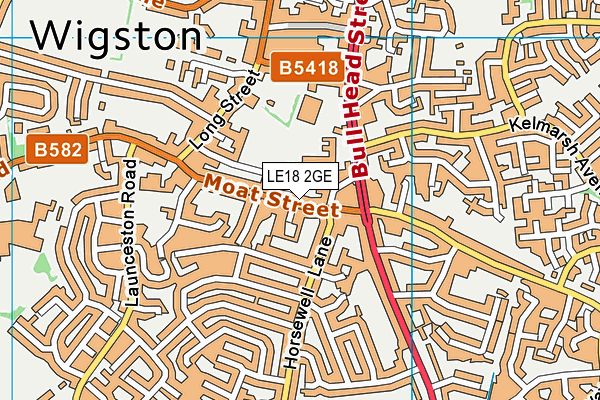 LE18 2GE map - OS VectorMap District (Ordnance Survey)