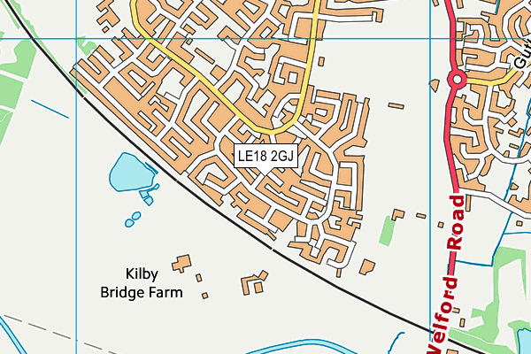 LE18 2GJ map - OS VectorMap District (Ordnance Survey)