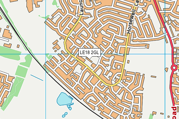 LE18 2GL map - OS VectorMap District (Ordnance Survey)