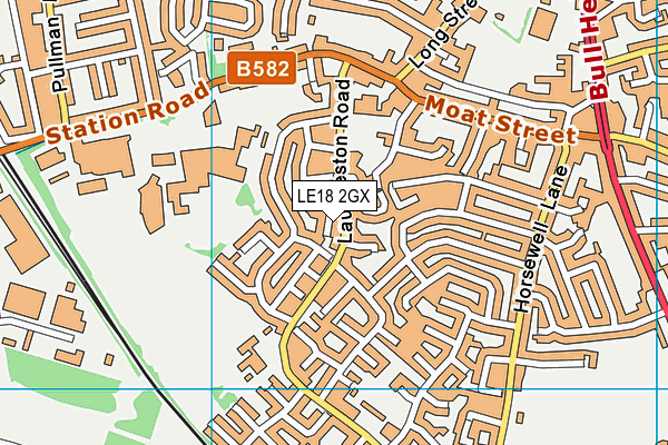 LE18 2GX map - OS VectorMap District (Ordnance Survey)