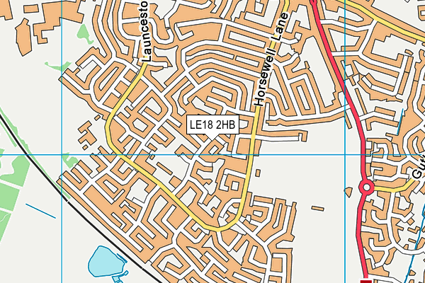 LE18 2HB map - OS VectorMap District (Ordnance Survey)