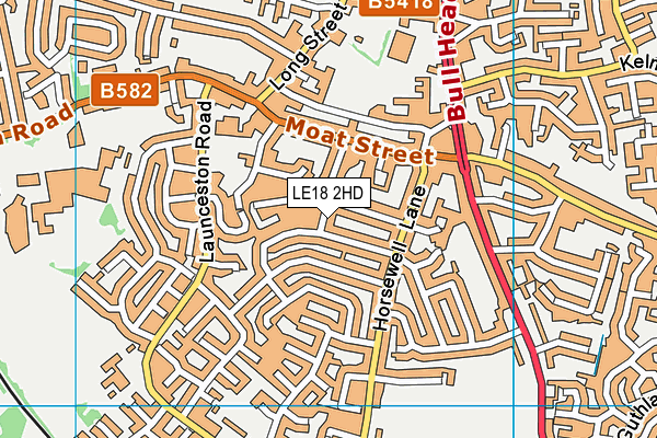 LE18 2HD map - OS VectorMap District (Ordnance Survey)
