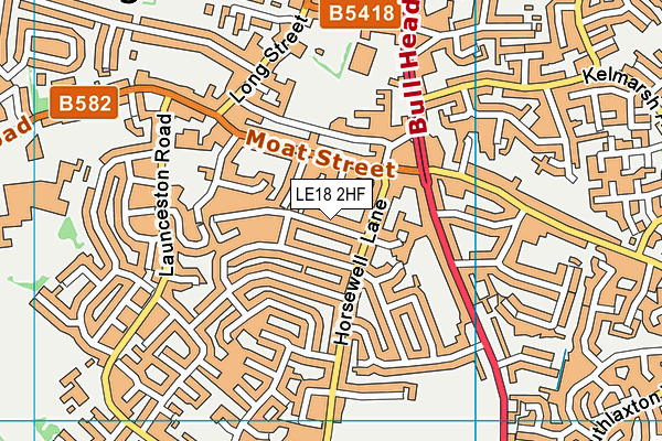 LE18 2HF map - OS VectorMap District (Ordnance Survey)