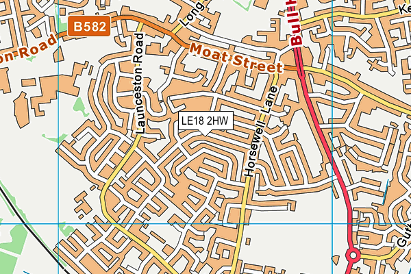 LE18 2HW map - OS VectorMap District (Ordnance Survey)